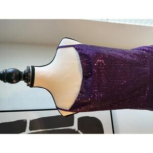 Purple Sequin Draped Midi Dress – Size XL